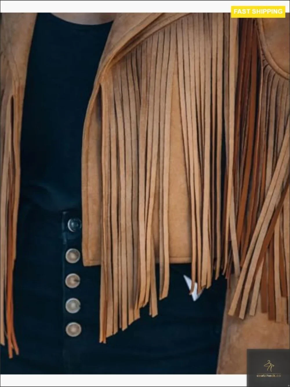 Faux Suede Fringe Cropped Jacket Western Tassel Motorcycle Coat Trendy Fall